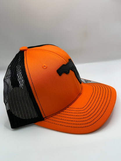 Florida State Flag Black PVC Patch Kamel 815 Snapback Mesh Trucker Cap Slight Curve Hat Structured Mesh Back Adjustable Baseball Hat