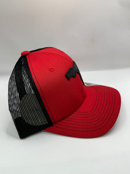 Florida State Flag Black PVC Patch Kamel 815 Snapback Mesh Trucker Cap Slight Curve Hat Structured Mesh Back Adjustable Baseball Hat
