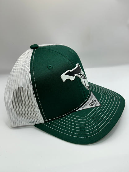 Florida State Flag Black and White PVC Patch Kamel 815 Snapback Mesh Trucker Cap Slight Curve Hat Structured Mesh Back Adjustable Baseball Cap
