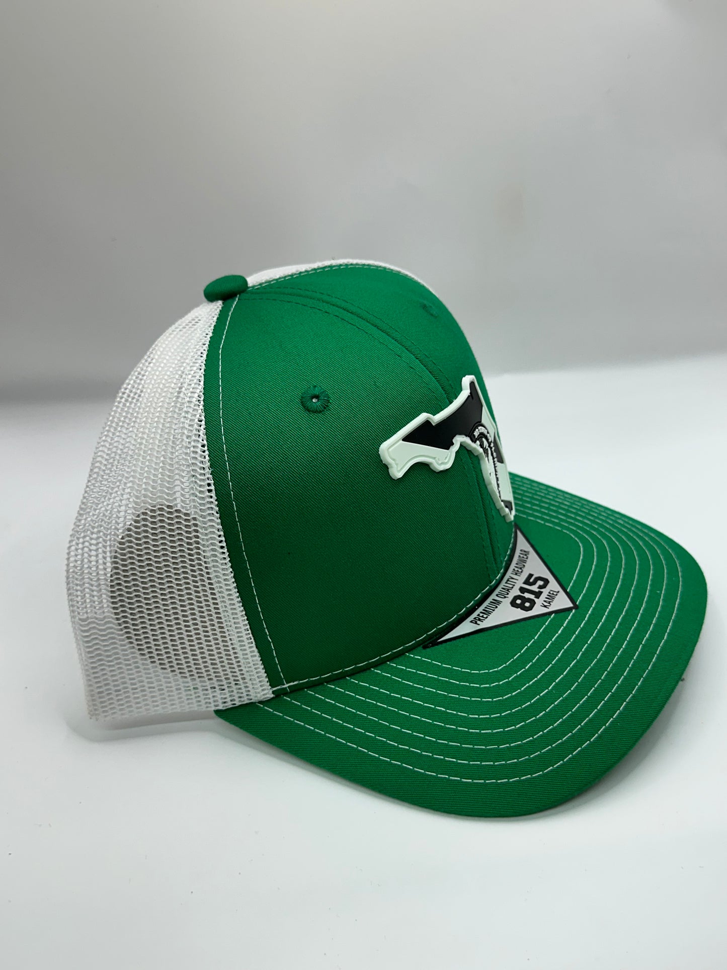 Florida State Flag Black and White PVC Patch Kamel 815 Snapback Mesh Trucker Cap Slight Curve Hat Structured Mesh Back Adjustable Baseball Cap