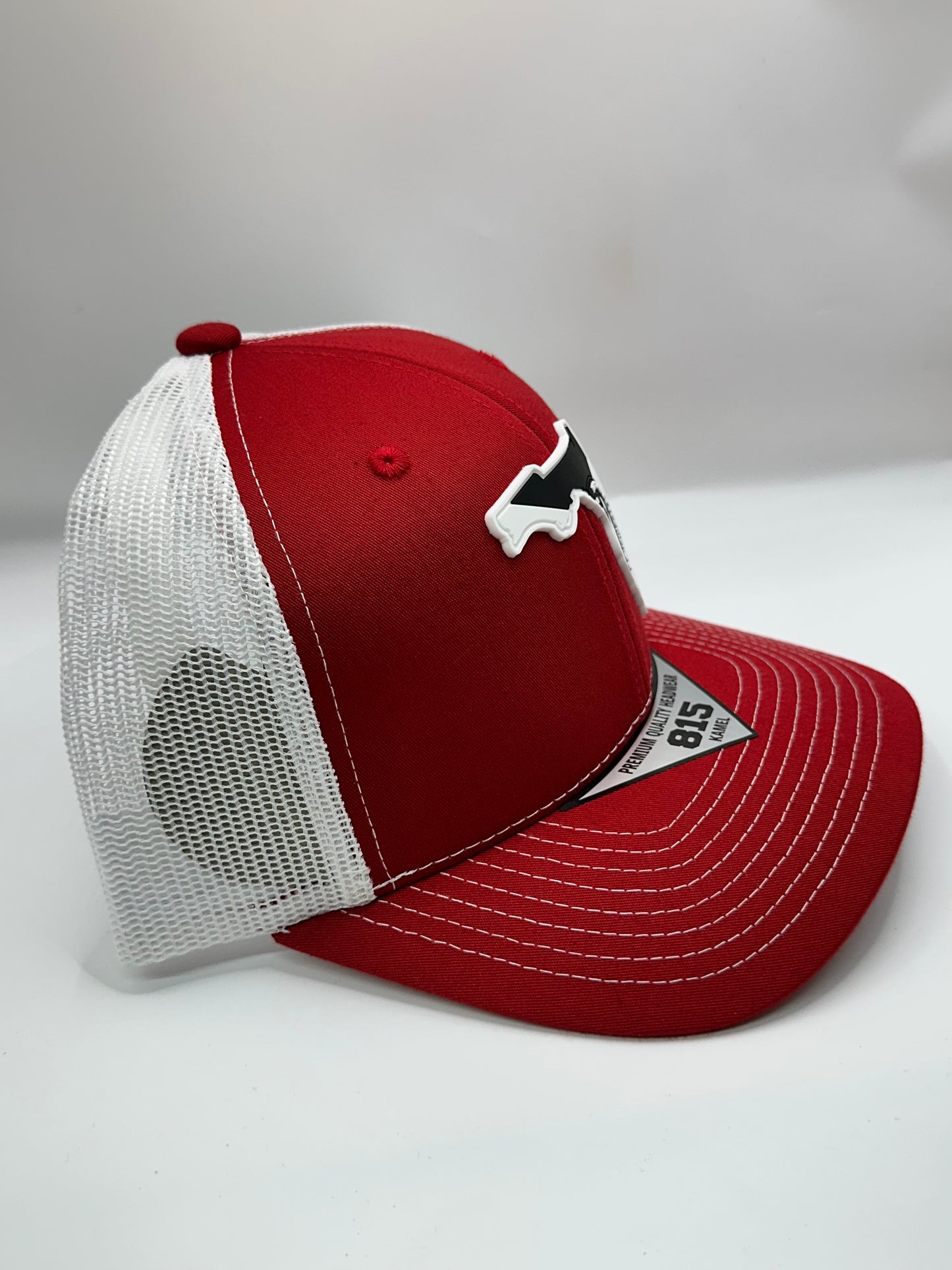 Florida State Flag Black and White PVC Patch Kamel 815 Snapback Mesh Trucker Cap Slight Curve Hat Structured Mesh Back Adjustable Baseball Cap
