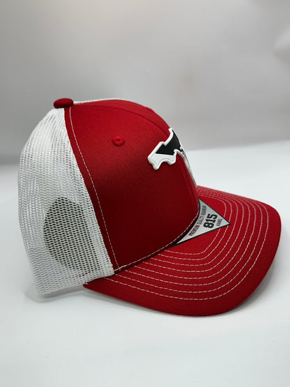 Florida State Flag Black and White PVC Patch Kamel 815 Snapback Mesh Trucker Cap Slight Curve Hat Structured Mesh Back Adjustable Baseball Cap