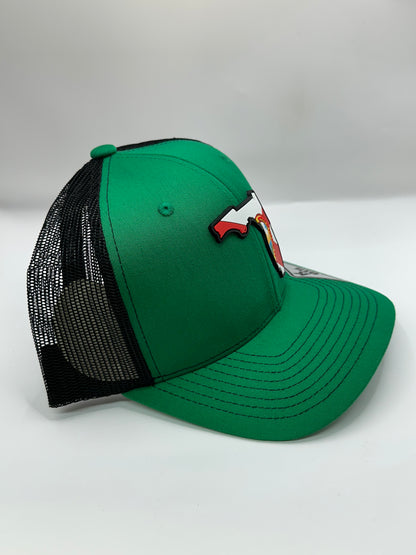 Florida State Flag PVC Patch Kamel 815 Snapback Mesh Trucker Cap Slight Curve Hat Structured Mesh Back Adjustable Baseball Hat