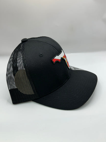 Florida State Flag PVC Patch Kamel 815 Snapback Mesh Trucker Cap Slight Curve Hat Structured Mesh Back Adjustable Baseball Hat