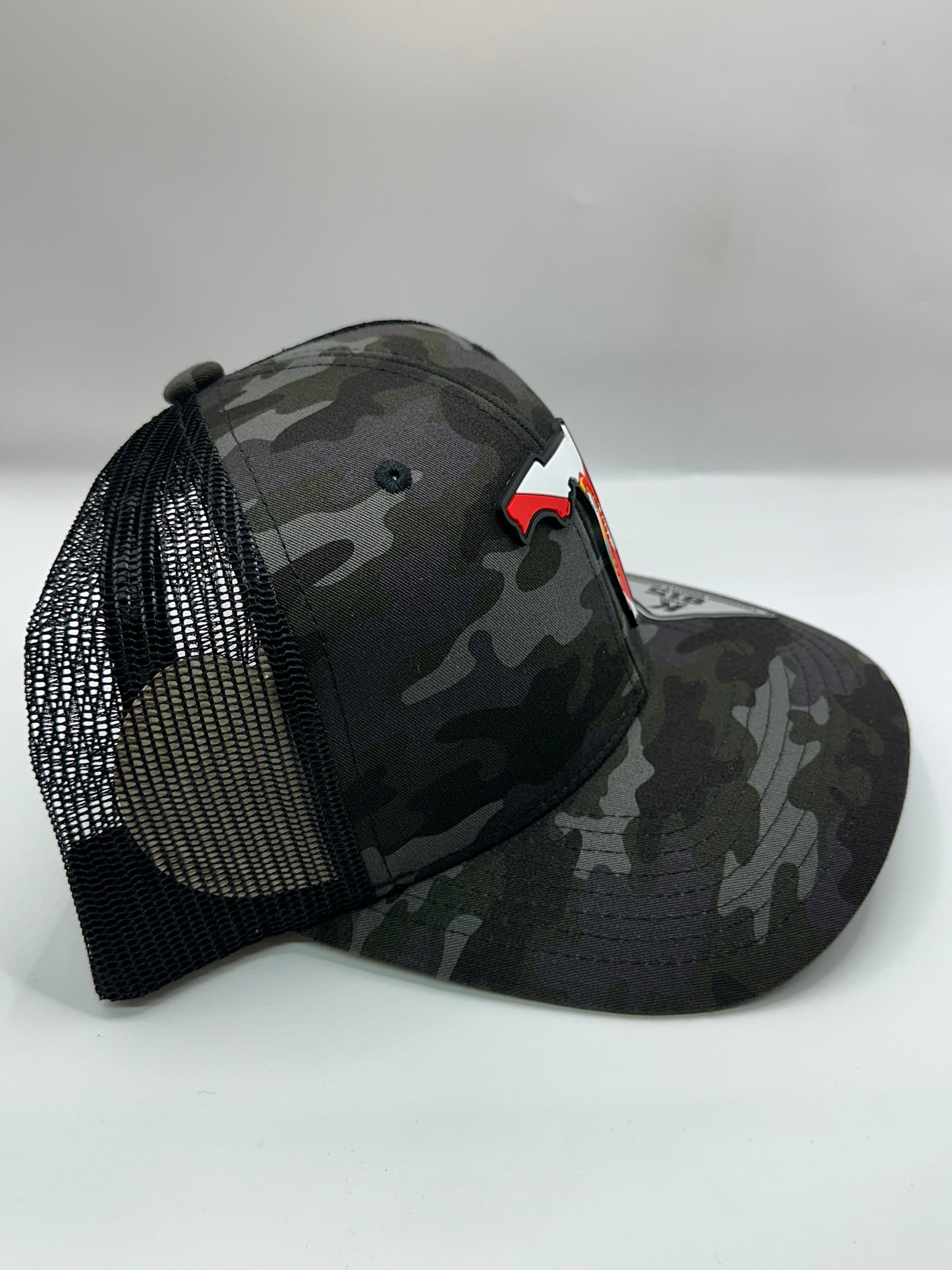 Camo Florida State Flag PVC Patch Kamel 815 Snapback Mesh Trucker Cap Slight Curve Hat Structured Mesh Back Adjustable Baseball Hat