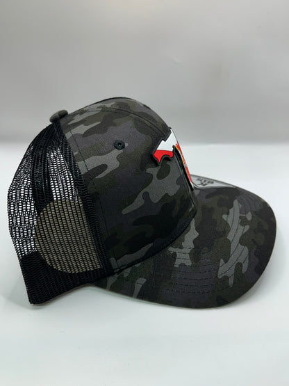 Camo Florida State Flag PVC Patch Kamel 815 Snapback Mesh Trucker Cap Slight Curve Hat Structured Mesh Back Adjustable Baseball Hat