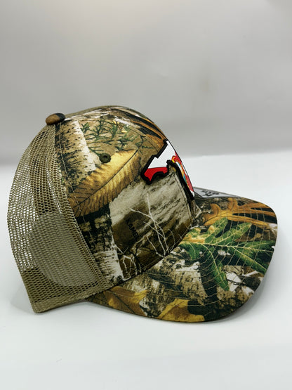Camo Florida State Flag PVC Patch Kamel 815 Snapback Mesh Trucker Cap Slight Curve Hat Structured Mesh Back Adjustable Baseball Hat