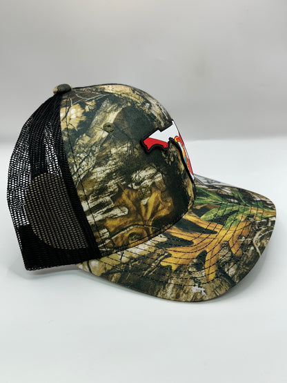 Camo Florida State Flag PVC Patch Kamel 815 Snapback Mesh Trucker Cap Slight Curve Hat Structured Mesh Back Adjustable Baseball Hat