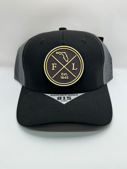 Florida Removable Circle PVC Patch Kamel 815 Snapback Mesh Trucker Cap Slight Curve Hat Structured Mesh Back Adjustable Baseball Hat