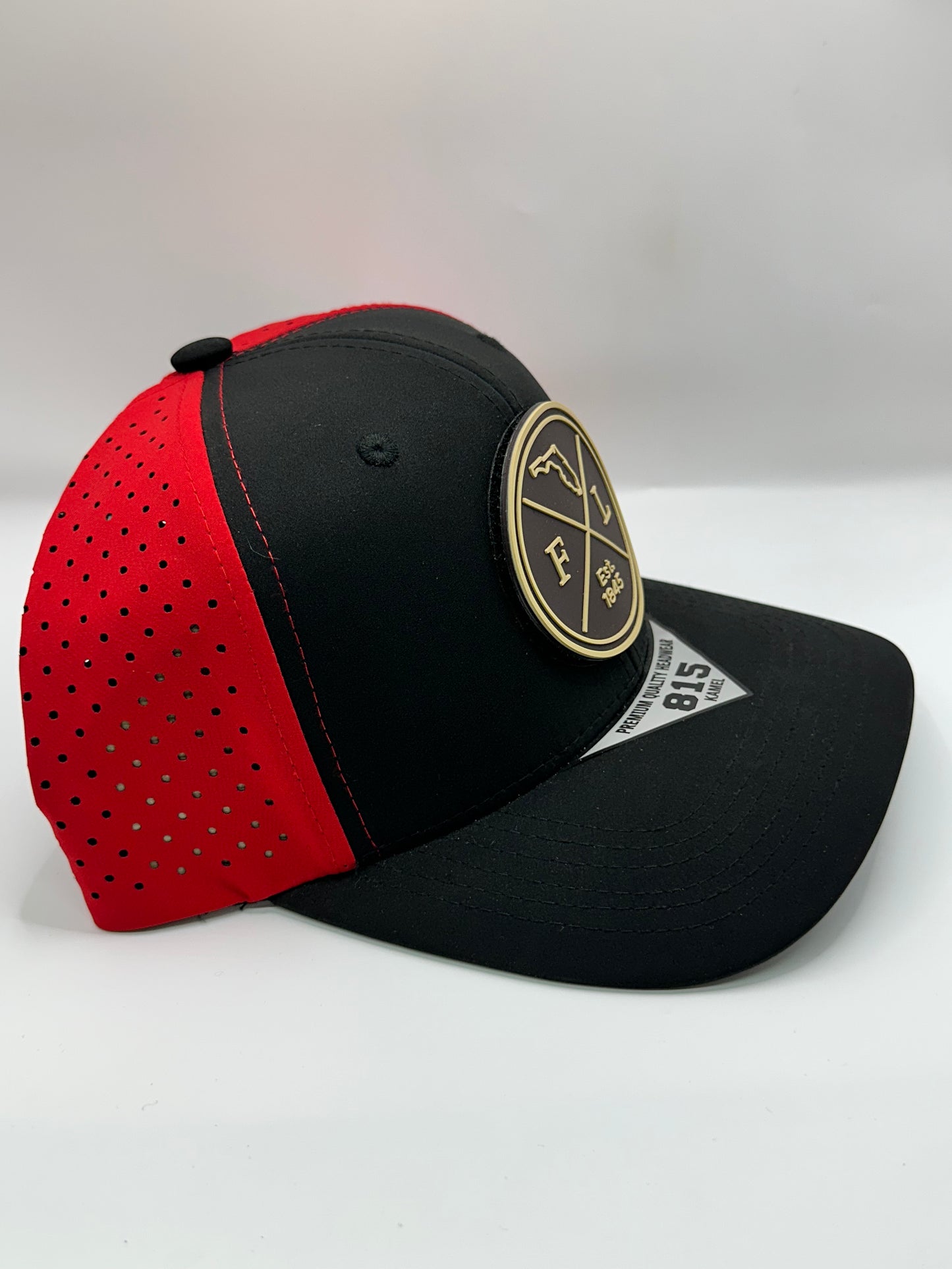 Florida Removable Circle PVC Patch Kamel 815 Snapback Mesh Trucker Cap Slight Curve Hat Structured Mesh Back Adjustable Baseball Hat