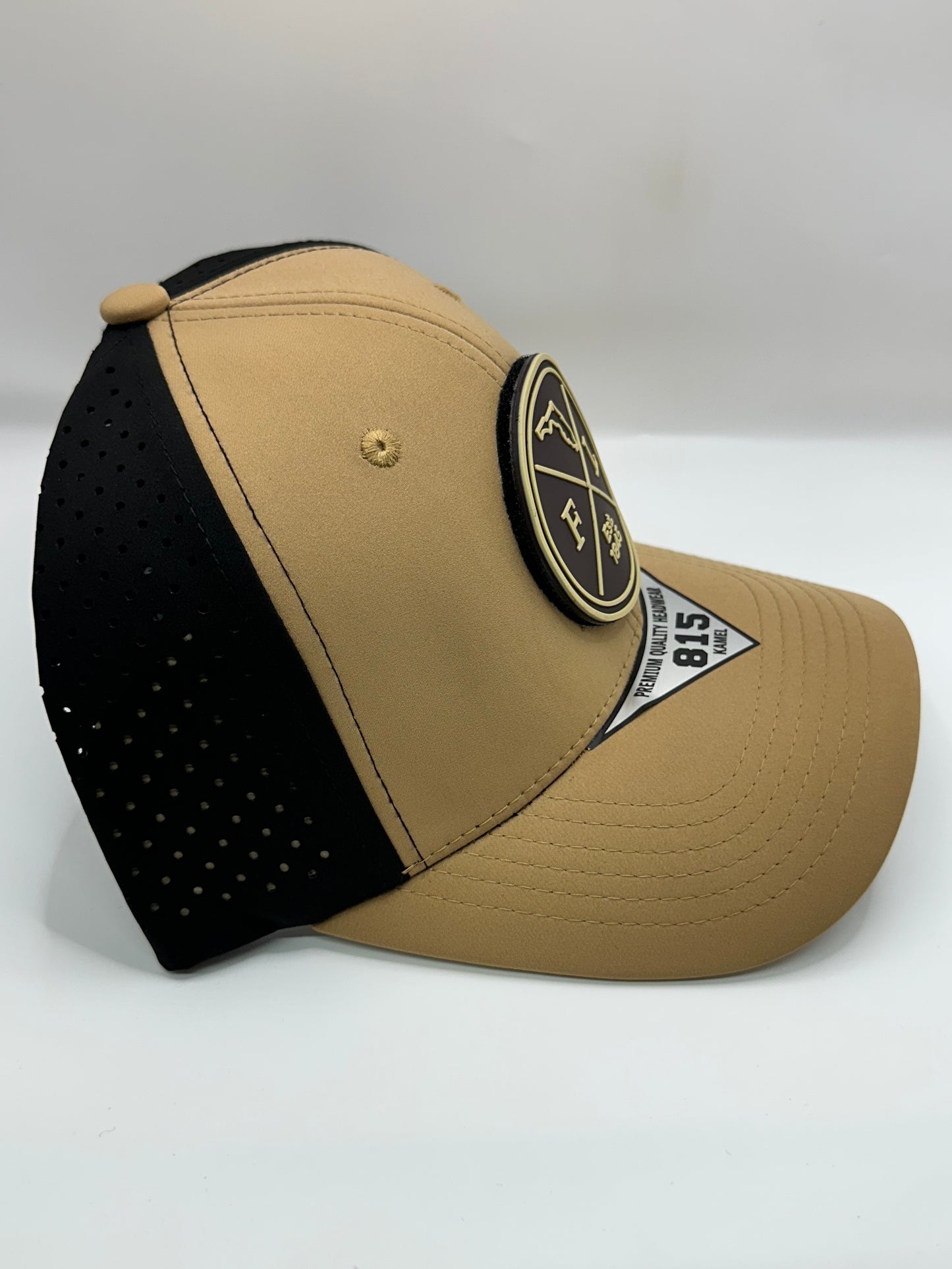 Florida Removable Circle PVC Patch Kamel 815 Snapback Mesh Trucker Cap Slight Curve Hat Structured Mesh Back Adjustable Baseball Hat