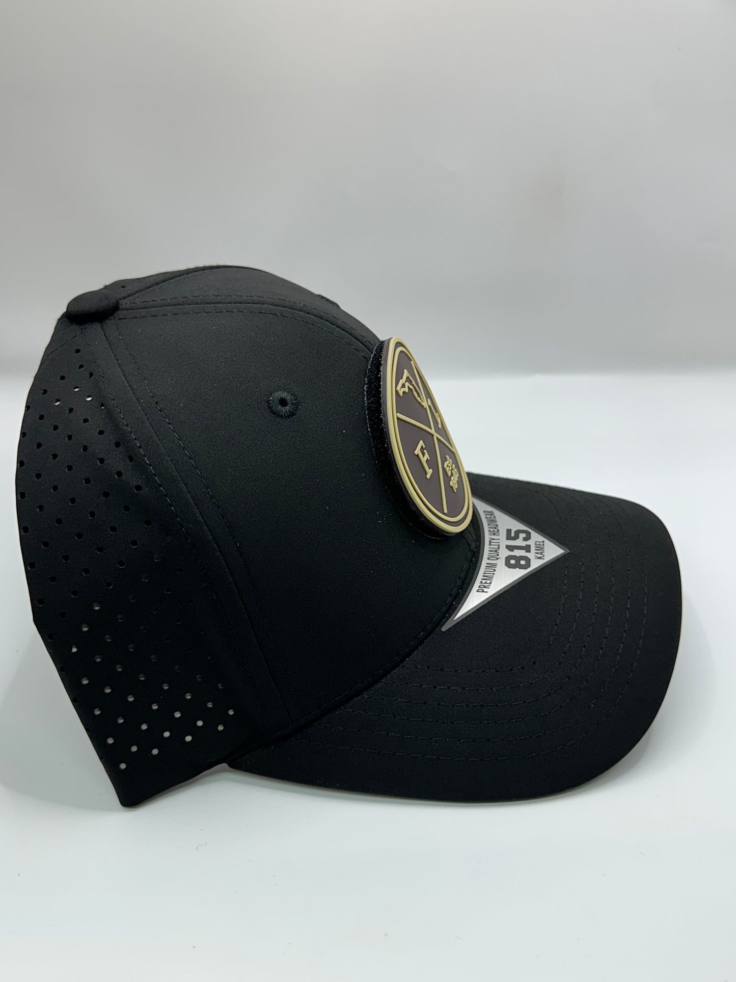 Florida Removable Circle PVC Patch Kamel 815 Snapback Mesh Trucker Cap Slight Curve Hat Structured Mesh Back Adjustable Baseball Hat