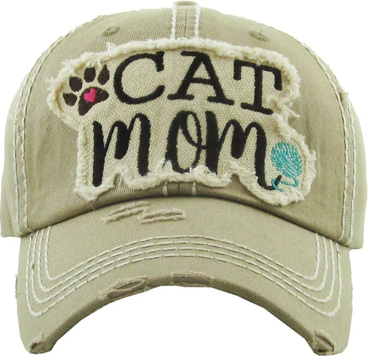 Distressed Cat Mom Hat - Crazy Kat Design Co