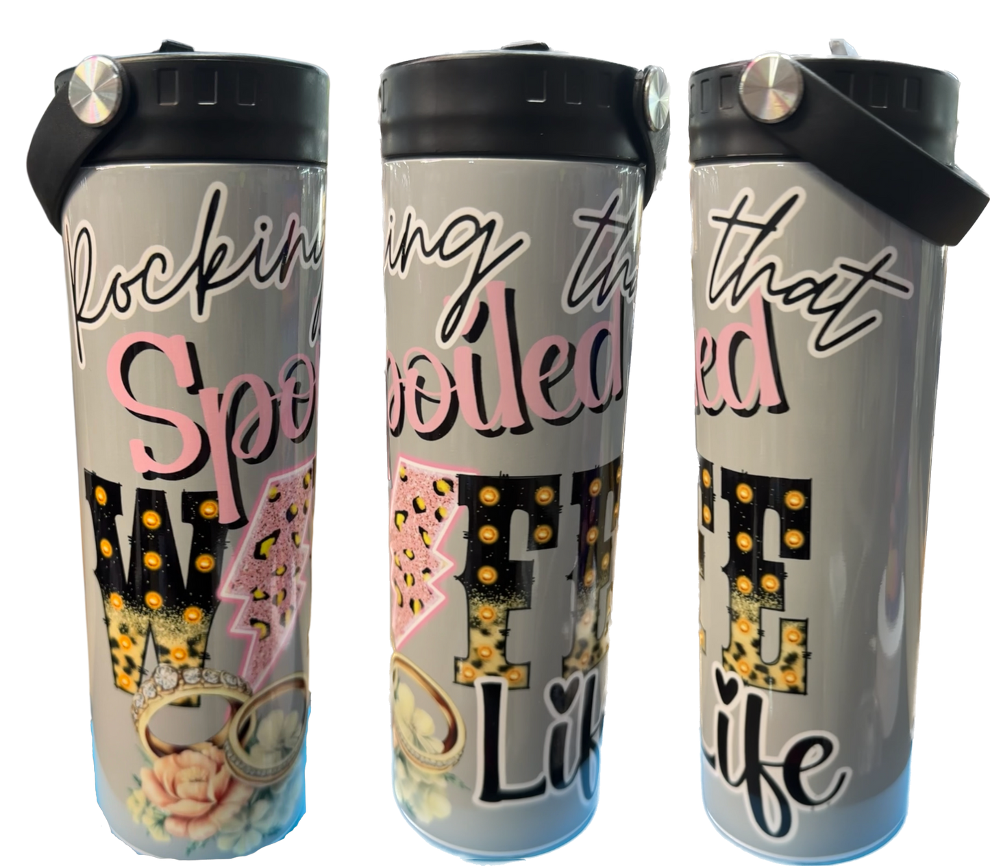 CUSTOMIZABLE ROCKING  THAT SPOILED WIFE LIFE HOT AND COLD TUMBLER