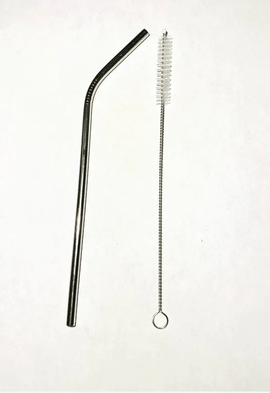 BENT AND STRAIGHT REUSABLE METAL STRAW WITH CLEANER - Crazy Kat Design Co