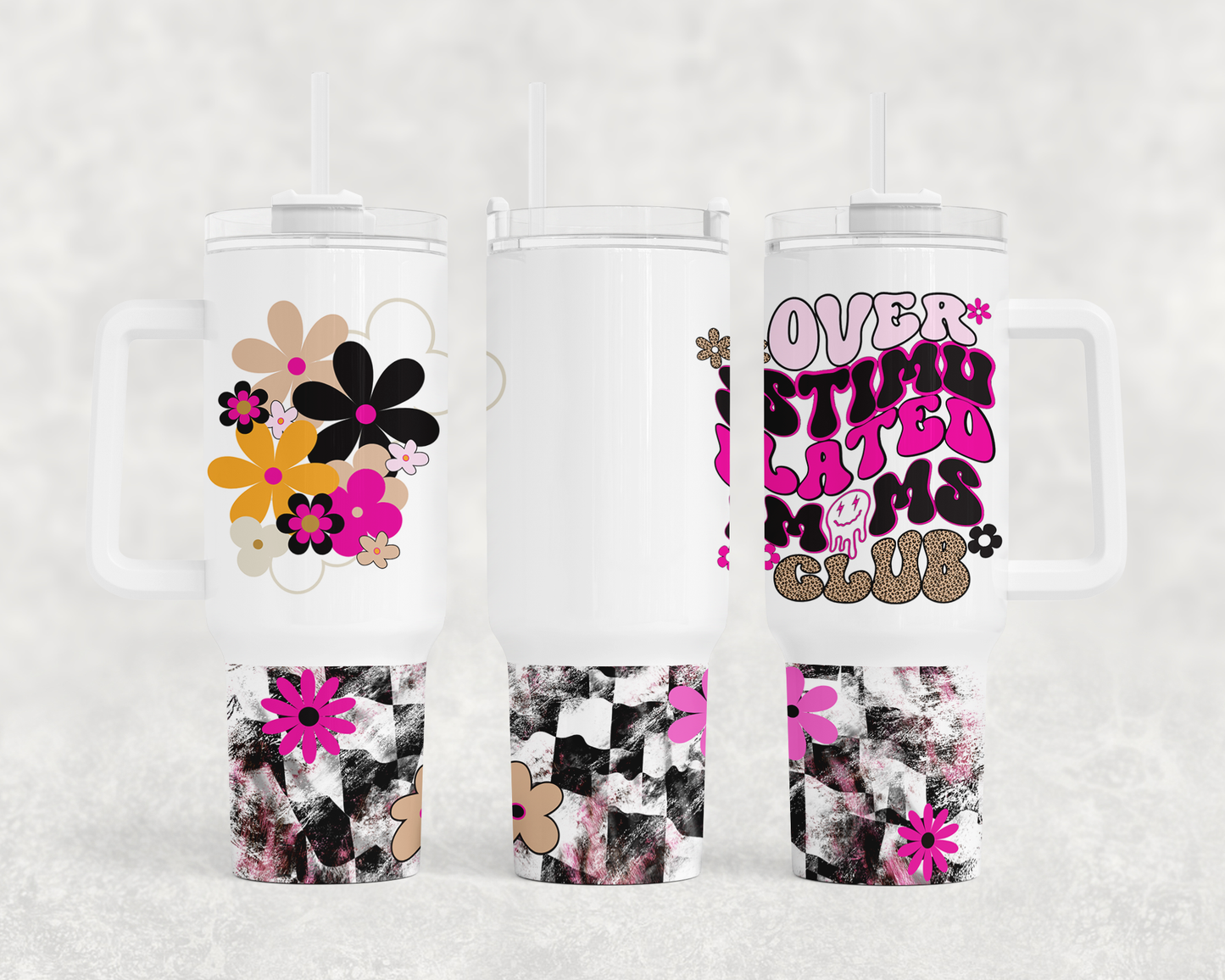 CUSTOMIZABLE 40oz OVERSTIMULATED MOMS CLUB HOT AND COLD TUMBLER