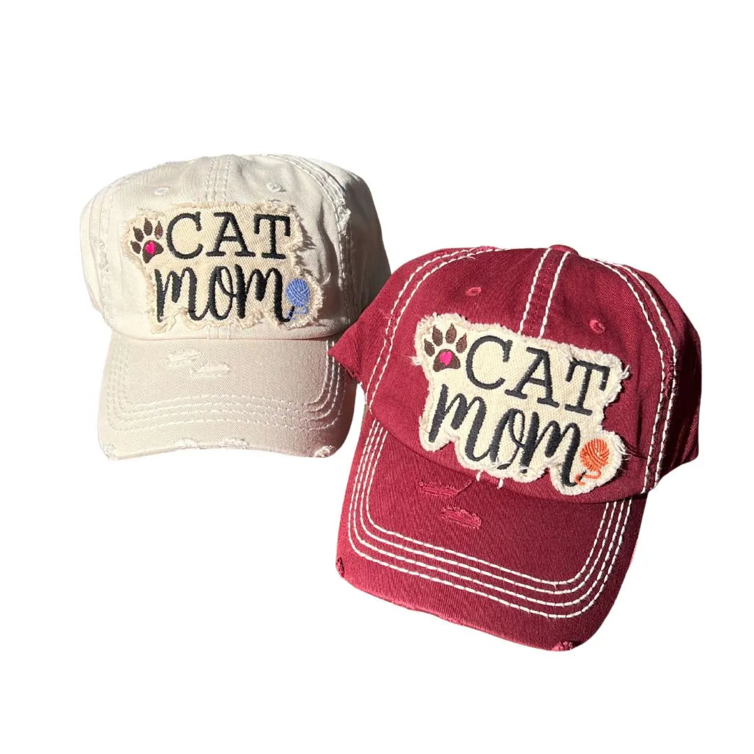 Distressed Cat Mom Hat - Crazy Kat Design Co