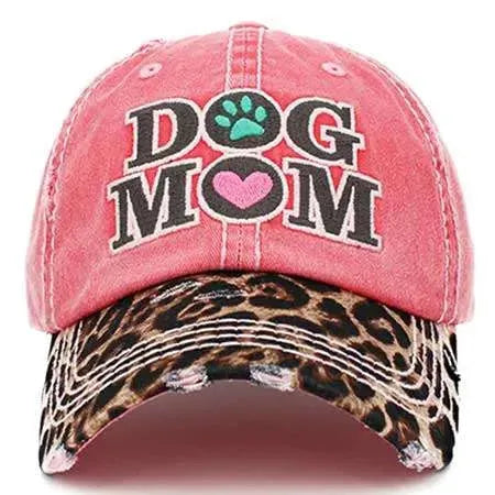 Dog MOM Womens Baseball Cap Distressed Vintage Unconstructed Embroidered Patch Hat - Crazy Kat Design Co