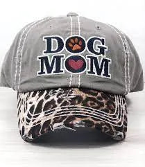 Dog MOM Womens Baseball Cap Distressed Vintage Unconstructed Embroidered Patch Hat - Crazy Kat Design Co