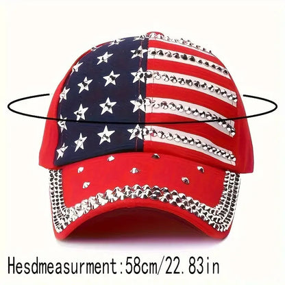 Vibrant American Flag Rhinestone Star hat - Crazy Kat Design Co