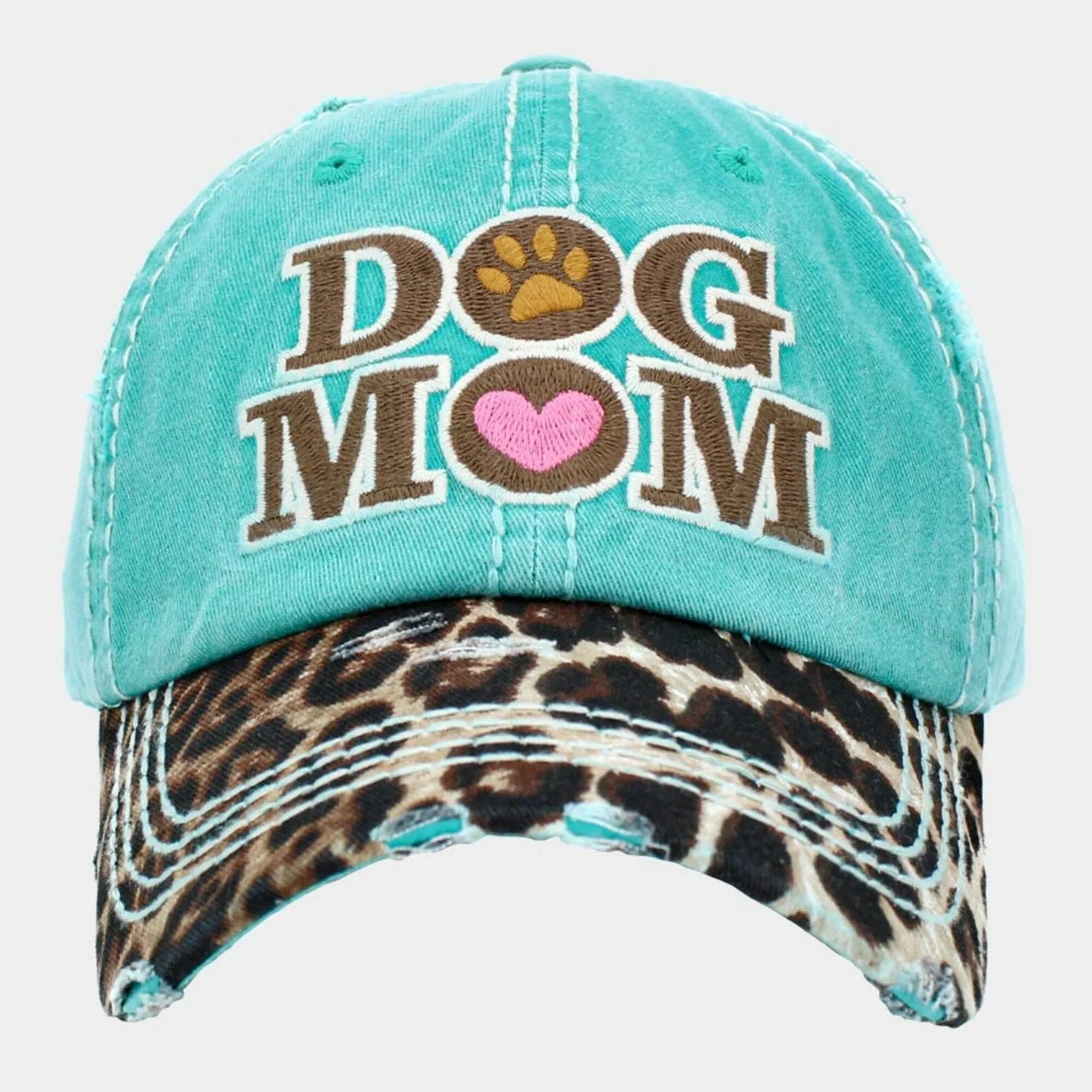 Dog MOM Womens Baseball Cap Distressed Vintage Unconstructed Embroidered Patch Hat - Crazy Kat Design Co