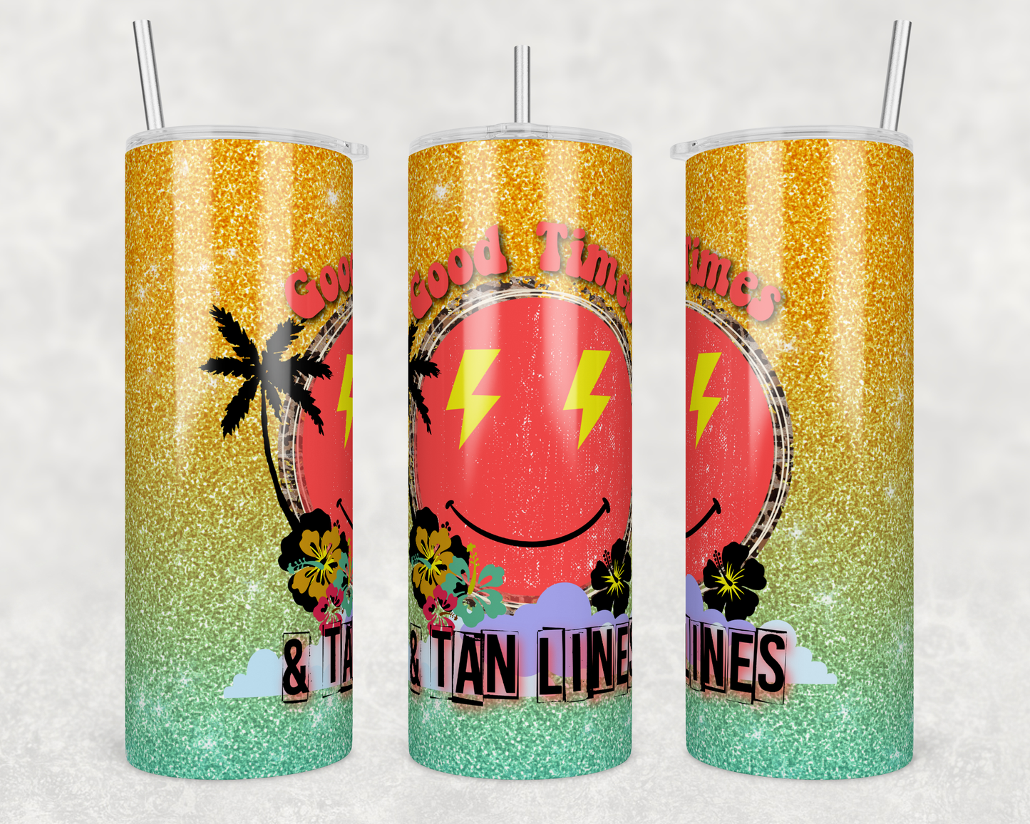 CUSTOMIZABLE GOOD TIMES AND TAN LINES HOT AND COLD TUMBLER