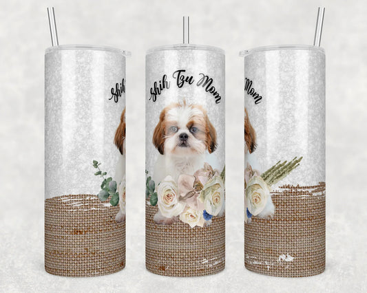 CUSTOMIZABLE SHIH TZI MOM DRINKING HOT AND COLD TUMBLER - Crazy Kat Design Co