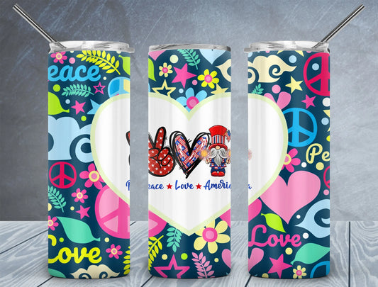 CUSTOMIZABLE PEACE LOVE AND AMERICA TUMBLERS - Crazy Kat Design Co