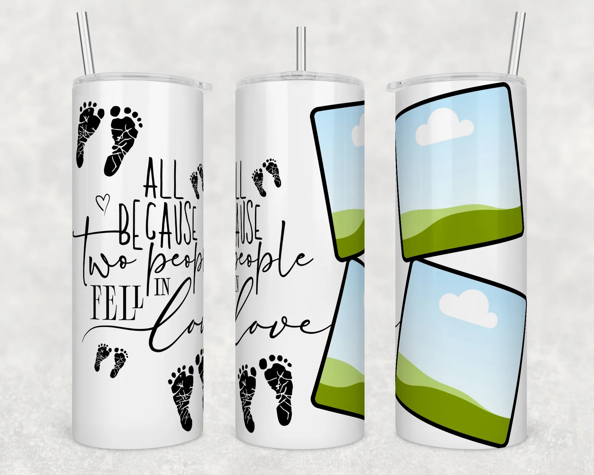 CUSTOMIZABLE NEW MOMMY AND NEW DADDY ALL BECAUSE TWO PEOPLE FELL IN LOVE HOT AND COLD TUMBLERS - Crazy Kat Design Co