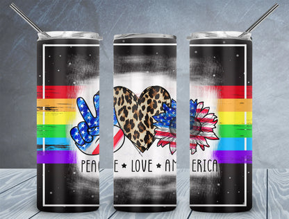 CUSTOMIZABLE PEACE LOVE AND AMERICA TUMBLERS - Crazy Kat Design Co