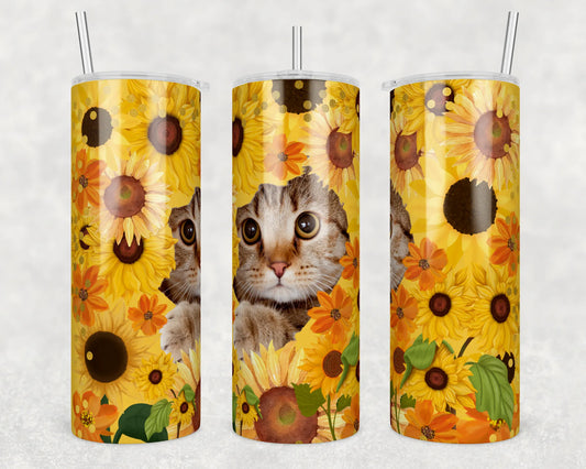 CUSTOMIZABLE YELLOW CAT DRINKING HOT AND COLD TUMBLER - Crazy Kat Design Co