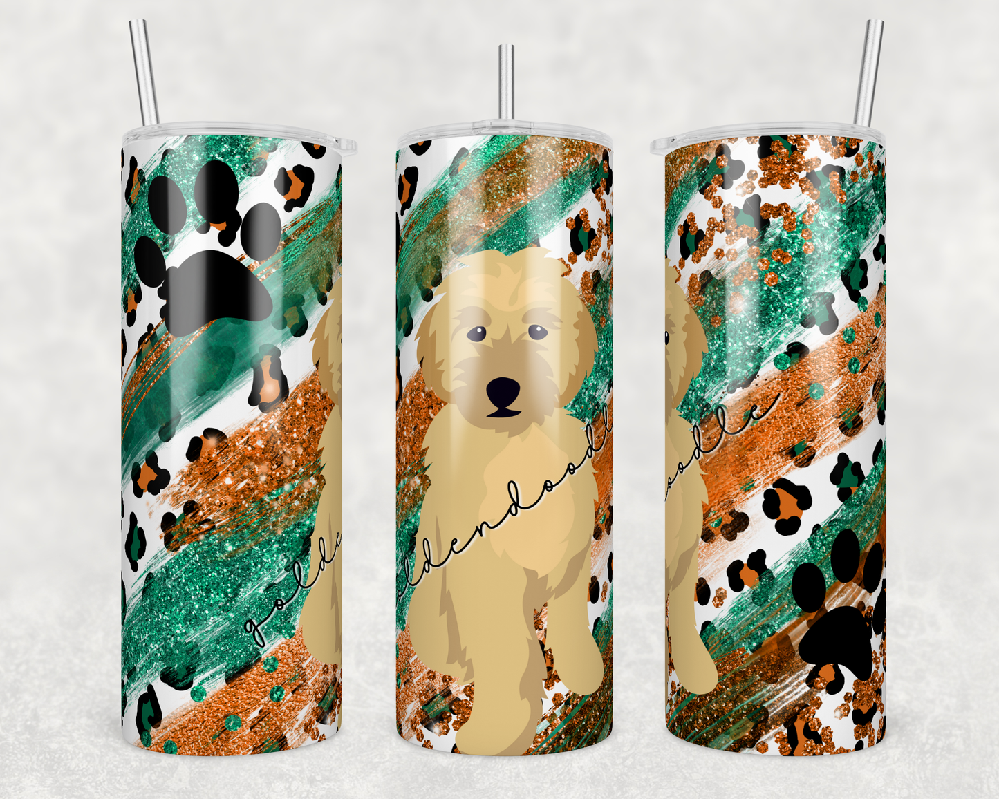 CUSTOMIZABLE GOLDENDOODLE DRINKING HOT AND COLD TUMBLER
