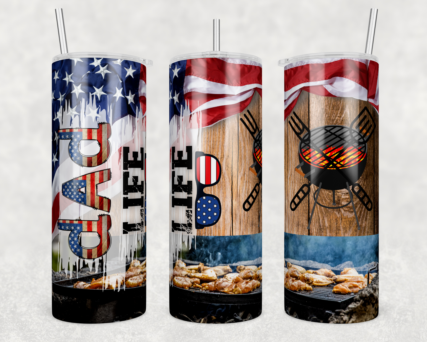 CUSTOMIZABLE DAD LIFE GRILL LIFE HOT AND COLD TUMBLER - Crazy Kat Design Co