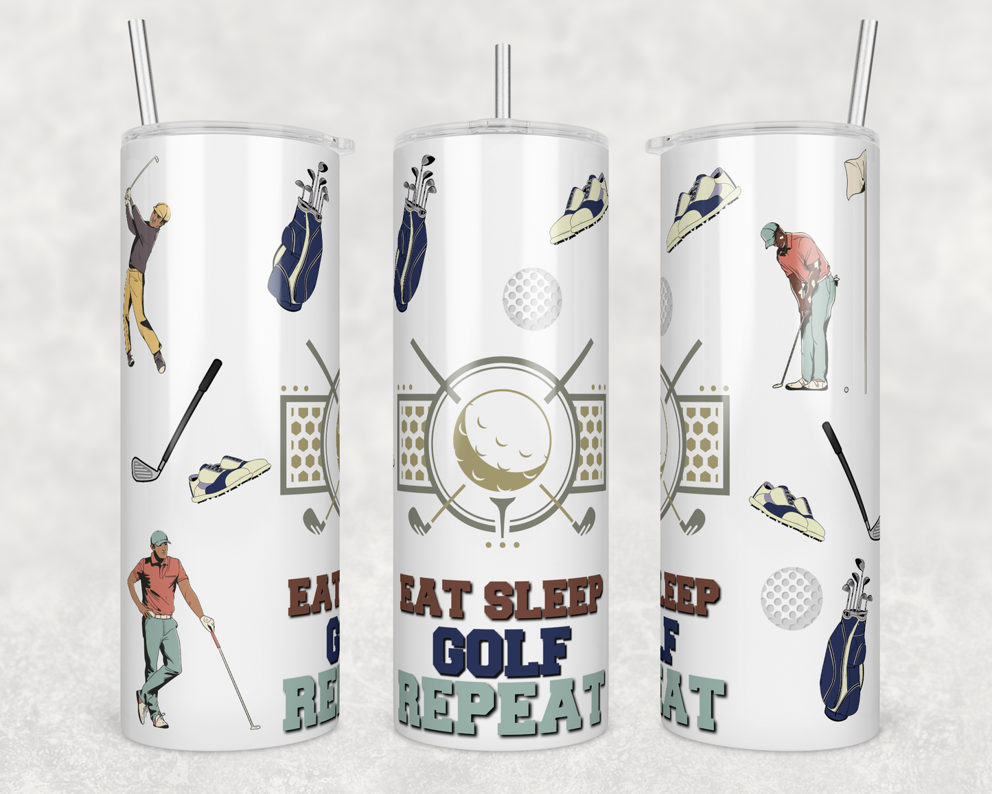 CUSTOMIZABLE EAT SLEEP GOLF REPEAT HOT AND COLD TUMBLER