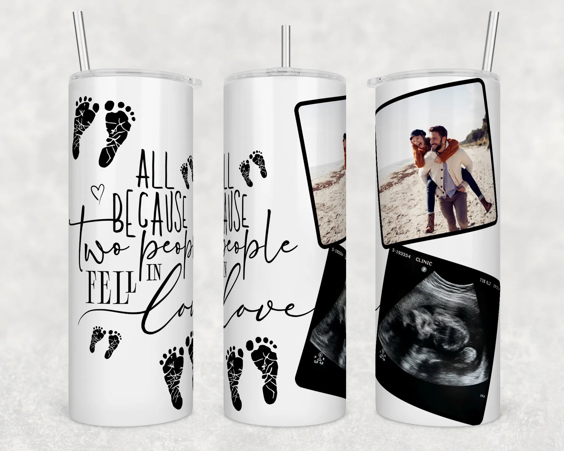 CUSTOMIZABLE NEW MOMMY AND NEW DADDY ALL BECAUSE TWO PEOPLE FELL IN LOVE HOT AND COLD TUMBLERS - Crazy Kat Design Co