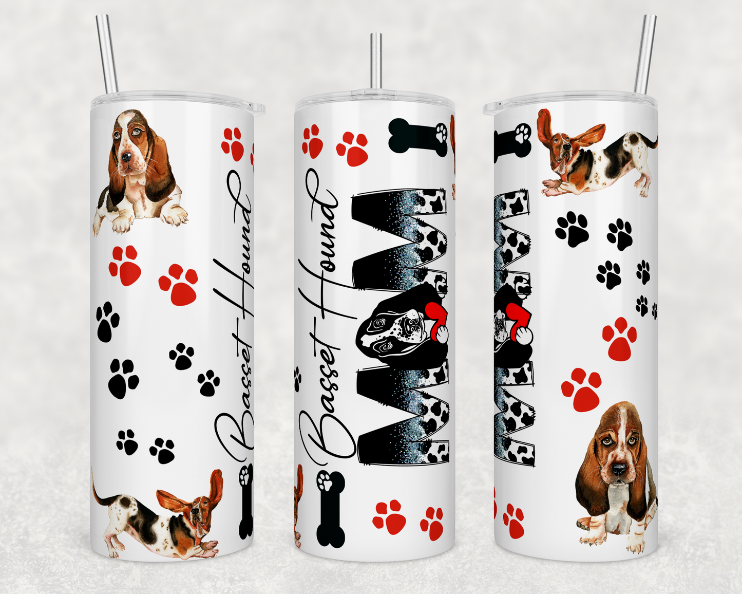 CUSTOMIZABLE BASSET HOUND MOM HOT AND COLD TUMBLER - Crazy Kat Design Co