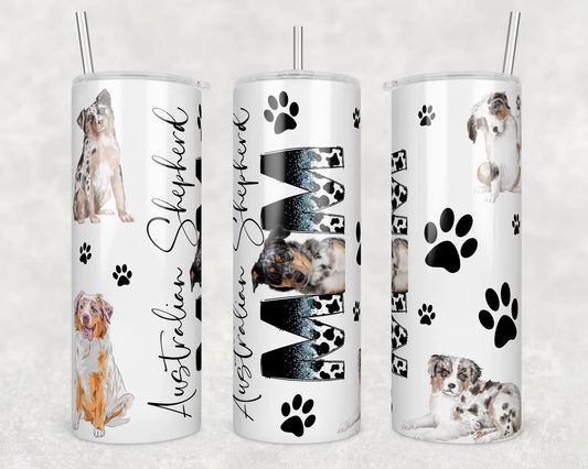 CUSTOMIZABLE HOT AND COLD AUSTRALIAN SHEPHERD TUMBLER - Crazy Kat Design Co