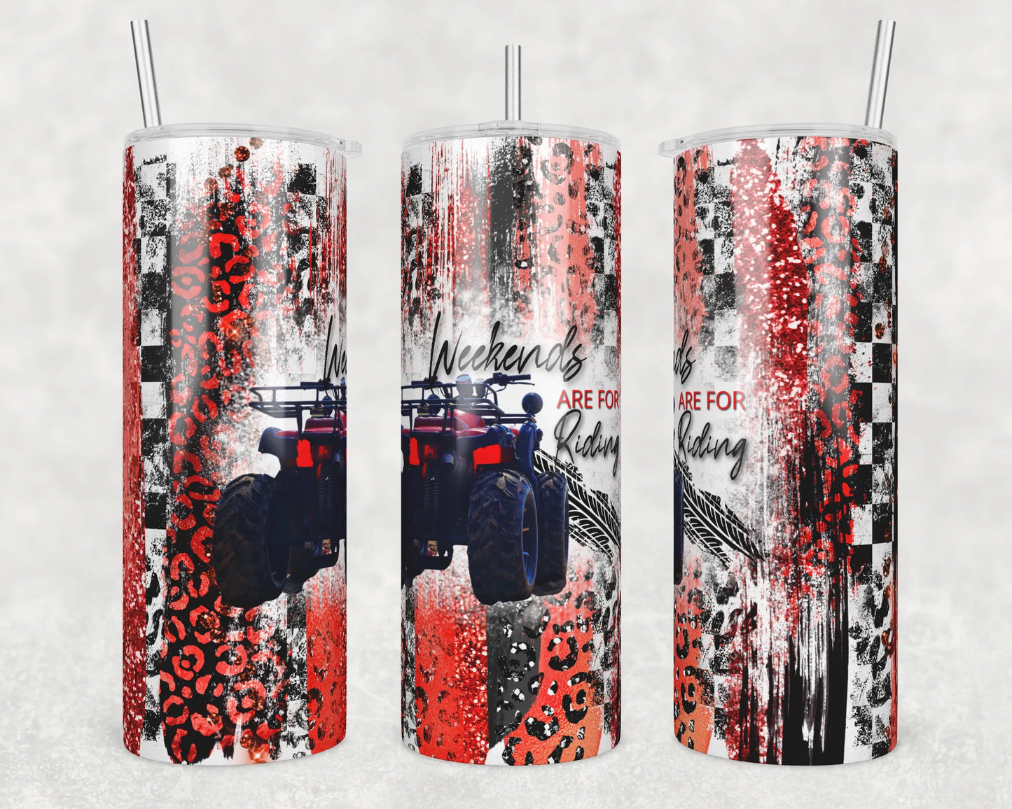 CUSTOMIZABLE WEEKENDS ARE FOR RIDING HOT AND COLD TUMBLER - Crazy Kat Design Co