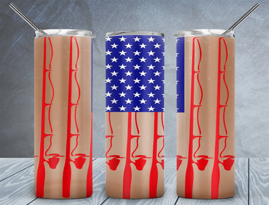 CUSTOMIZABLE AMERICAN FLAG FISHING POLE HOT AND COLD TUMBLER - Crazy Kat Design Co