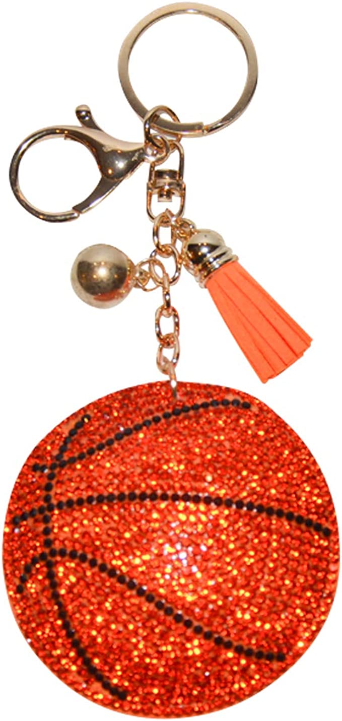 Rhinestone Basketball Keychain for Women and Girls, Bling Purse Charm, Crystal Bag Charms, Cute Keyrings