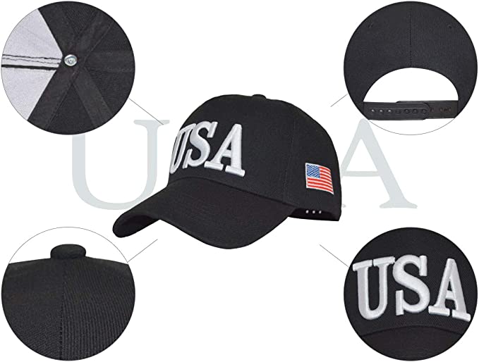 USA Baseball Cap Polo Style Adjustable Embroidered Dad Hat with American Flag for Men and Women