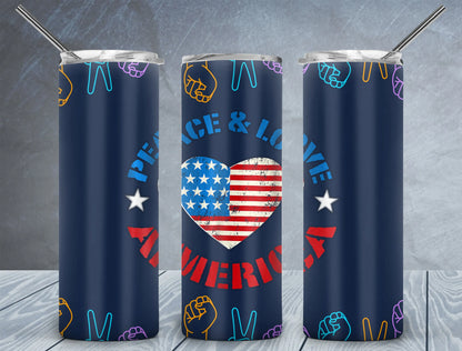 CUSTOMIZABLE PEACE LOVE AND AMERICA TUMBLERS - Crazy Kat Design Co