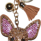 Chihuahua Rhinestone Keychain for Women and Girls, Crystal Bag Charms, Cute Keyrings