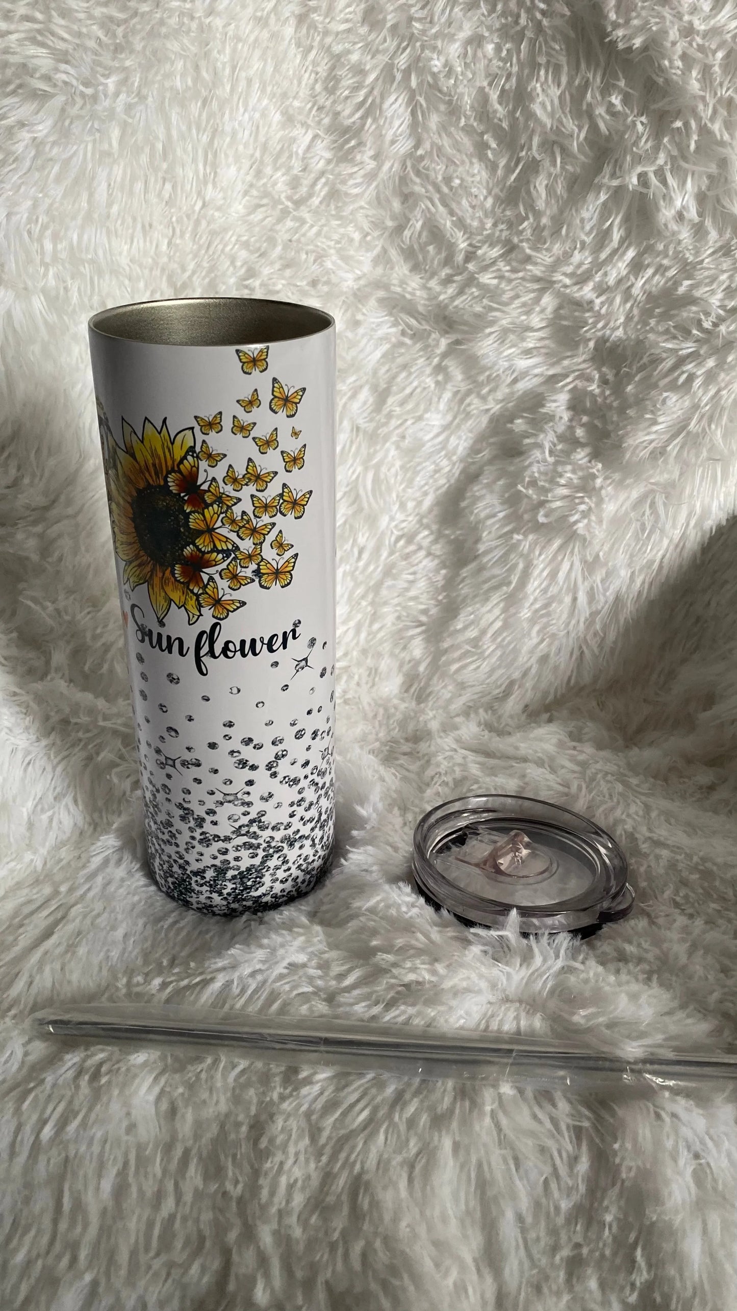 CUSTOMIZABLE PEACE LOVE AND SUNFLOWERS HOT AND COLD TUMBLER - Crazy Kat Design Co