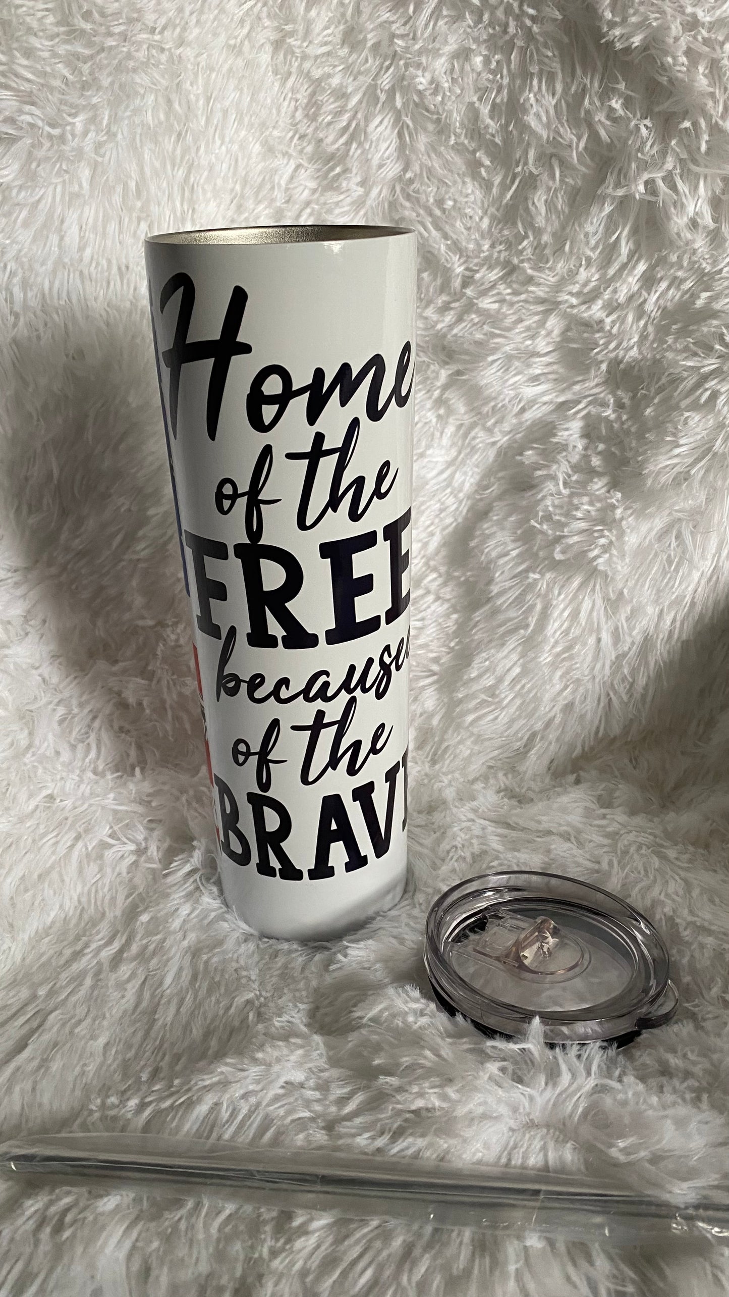 CUSTOMIZABLE TUMBLER American flag Sunflower HOME OF THE FREE BECAUSE OF THE BRAVE INSPIRED