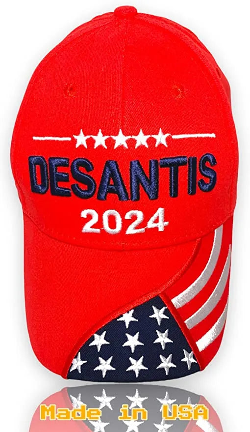 Desantis 2024 Presidential Campaign Made in America Florida Governor Sealed Trucker Hat Embroidered Adjustable Baseball Caps RED AND CAMO - Crazy Kat Design Co