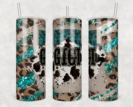 CUSTOMIZABLE GIGI COWHIDE HOT OR COLD TUMBLERS - Crazy Kat Design Co