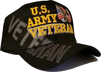 Army Baseball Cap US Veteran with American Flag and Bald Eagle USA Patriotic Military Hat - Crazy Kat Design Co