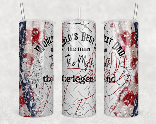 CUSTOMIZABLE BEST DAD MAN MYTH LEGEND HOT AND COLD TUMBLER - Crazy Kat Design Co