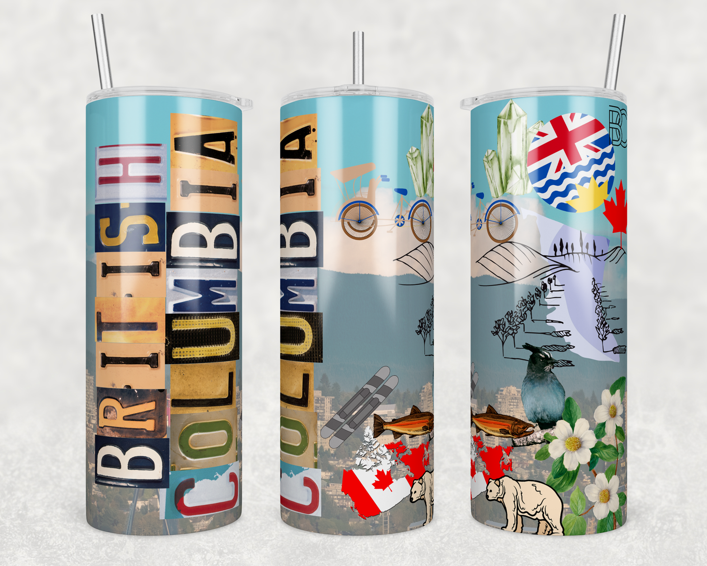 CUSTOMIZABLE REPRESENT STATE OF BRITISH COLUMBIA HOT AND COLD TUMBLER